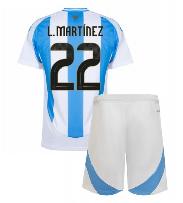 Argentina Lautaro Martinez #22 Primera Equipación Niños Copa America 2024 Manga Corta (+ Pantalones cortos)